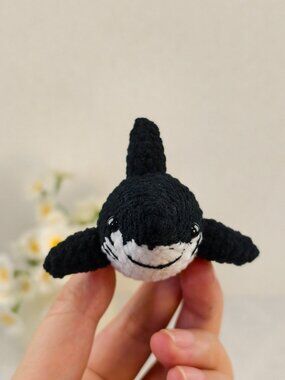 Handmade Amigurumi Crochet Black Shark Plushie